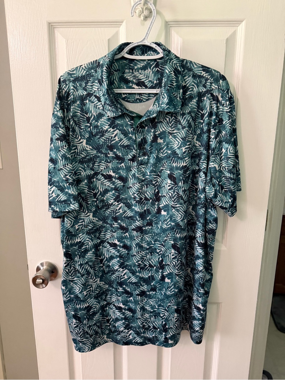 Men's Teal Tropical Print Polo Shirt